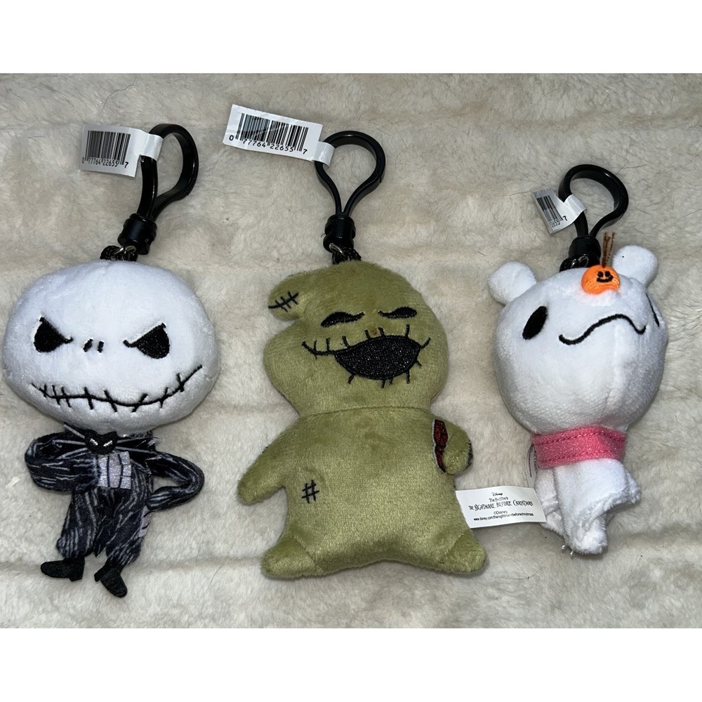 NWT Nightmare Before Christmas Plush Bag Clip Lot Of 3 Jack Oogie Zero - Picture 2 of 3